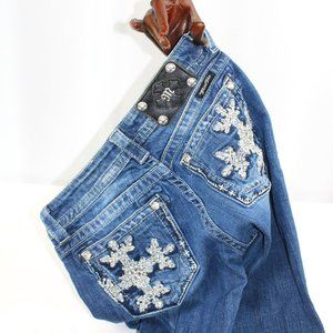 Miss Me Embellished Bling Boot Cut Jean, Size 27